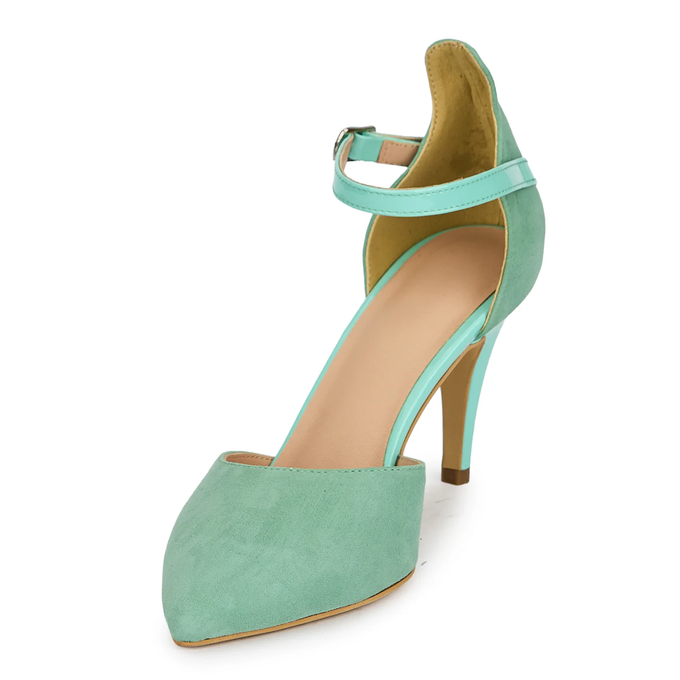 Pantofi dama din piele naturala verde cu toc subtire 8.5 cm 19832 - Image 3