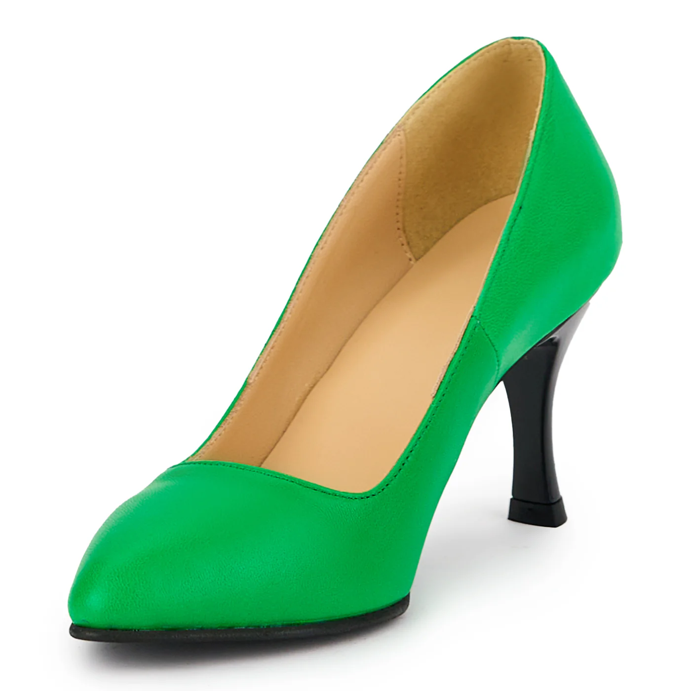 Pantofi dama din piele naturala verde cu toc subtire 8 cm 15227 - Image 3