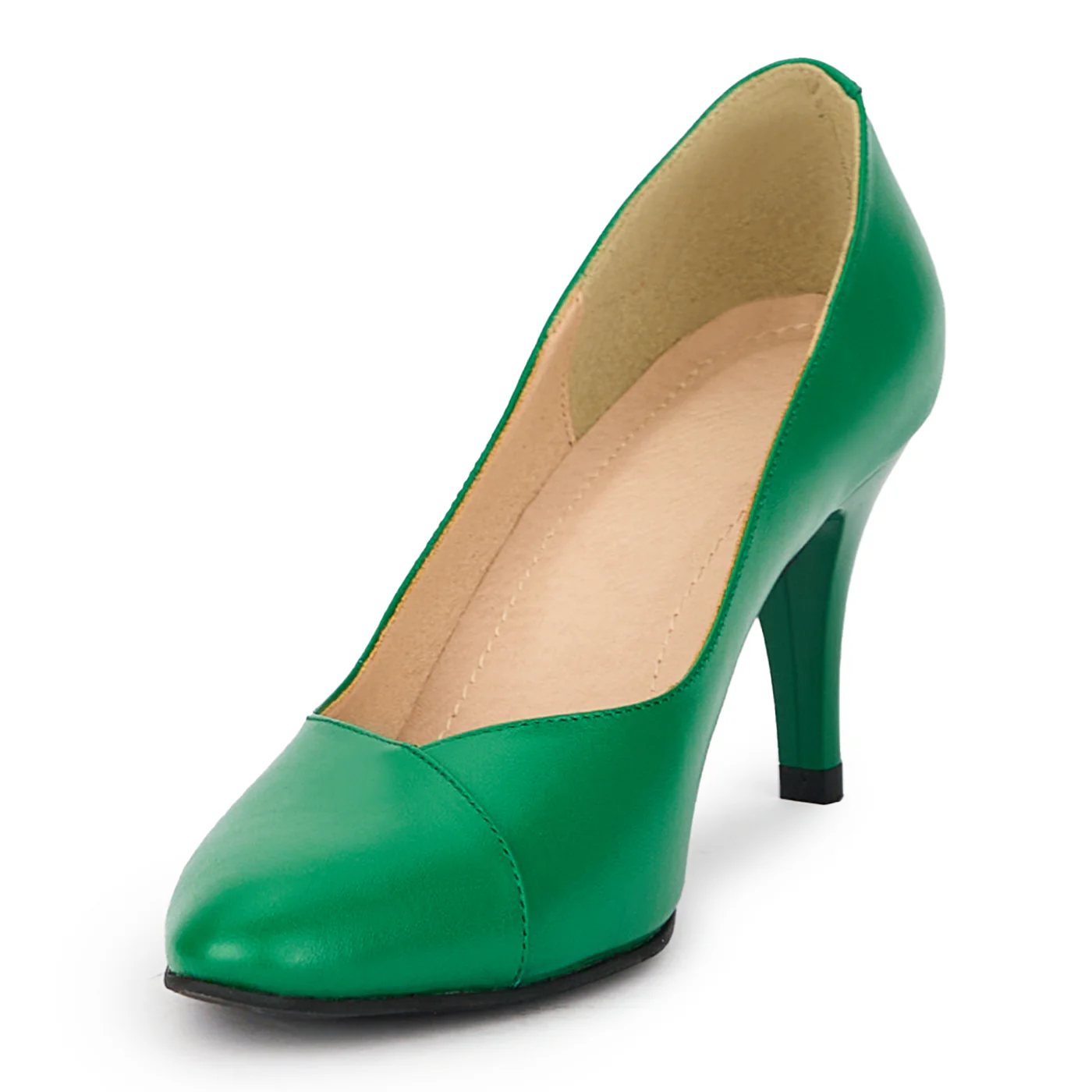 Pantofi dama din piele naturala verde cu toc subtire  8 cm 15463 - Image 3