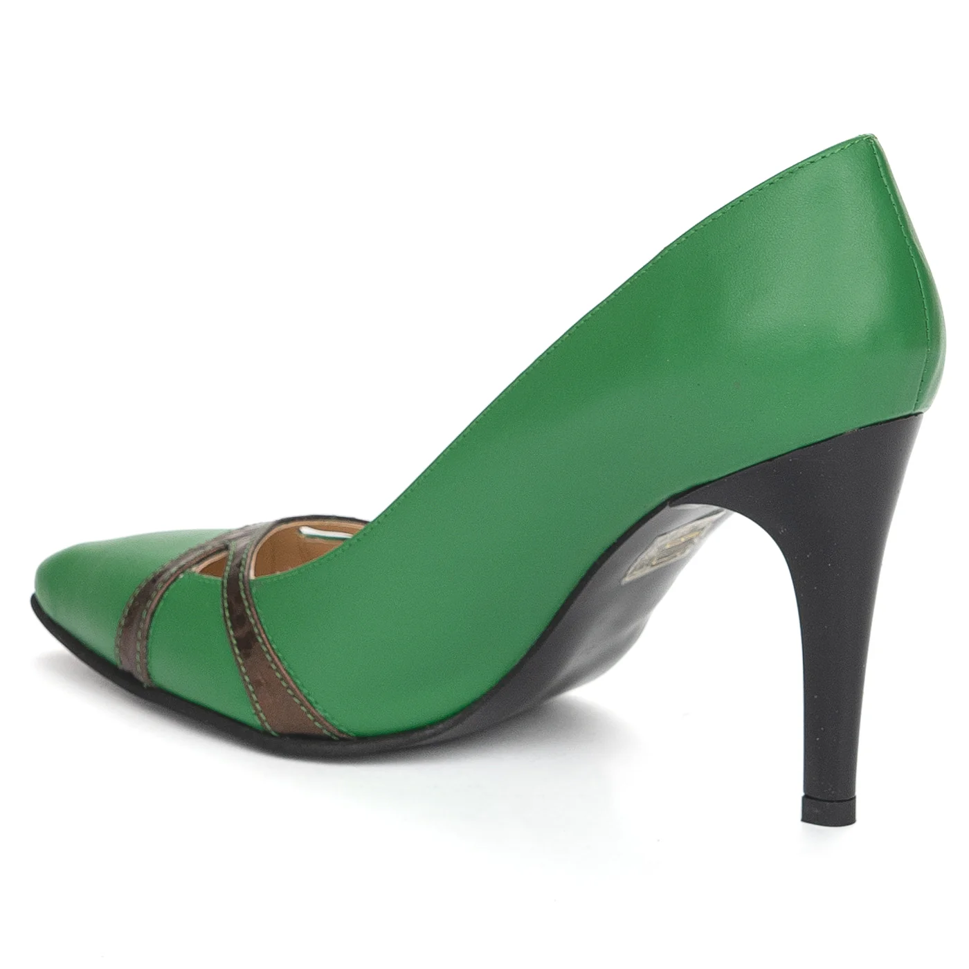 Pantofi dama din piele naturala verde cu toc subtire 9 cm 13883 - Image 2