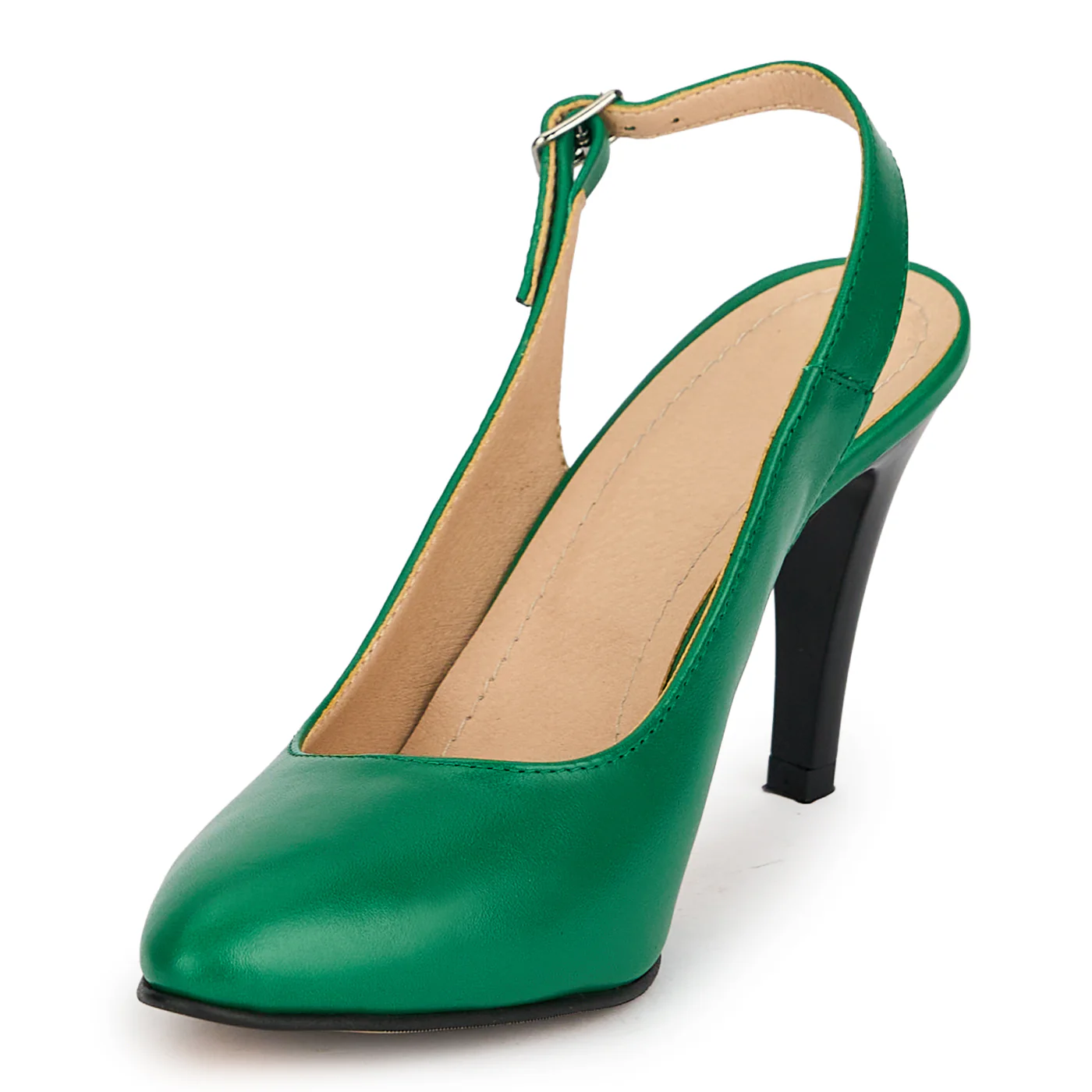 Pantofi dama din piele naturala verde cu toc subtire 9 cm 19381 - Image 3