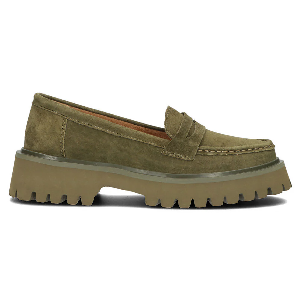 Pantofi dama din piele naturala verde khaki 13611
