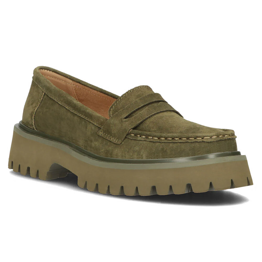 Pantofi dama din piele naturala verde khaki 13611 - Image 2