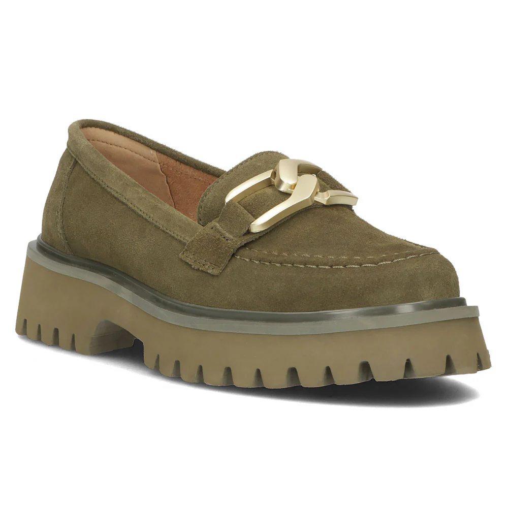 Pantofi dama din piele naturala verde khaki 13612 - Image 2