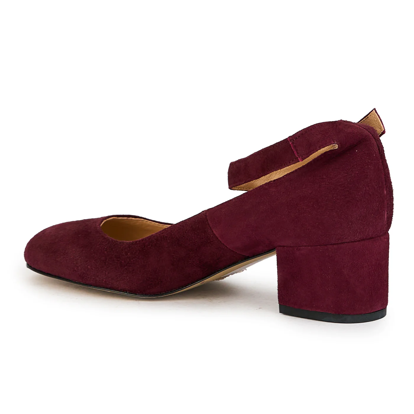 Pantofi dama din piele naturala visinie cu bareta pe glezna 17321 - Image 2
