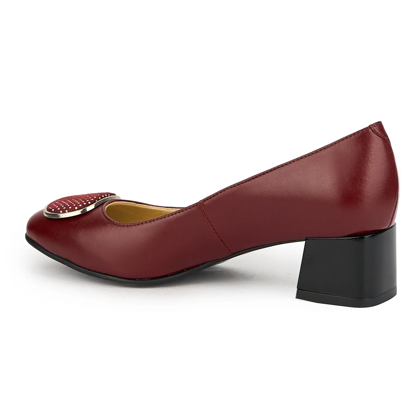 Pantofi dama din piele naturala visinie cu toc gros 5.5 cm 15131 - Image 2
