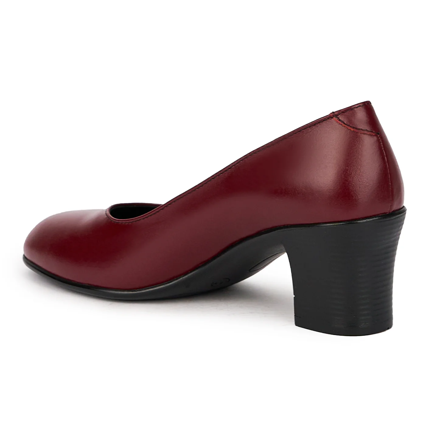 Pantofi dama din piele naturala visinie cu toc gros 6 cm 15996 - Image 2