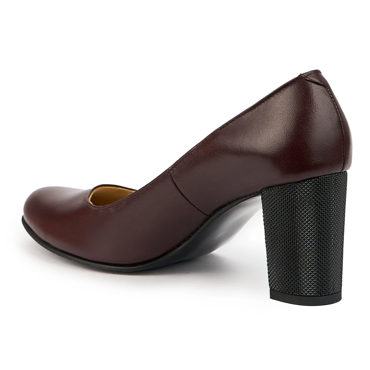 Pantofi dama din piele naturala visinie cu toc gros 7.5 cm 14724 - Image 2
