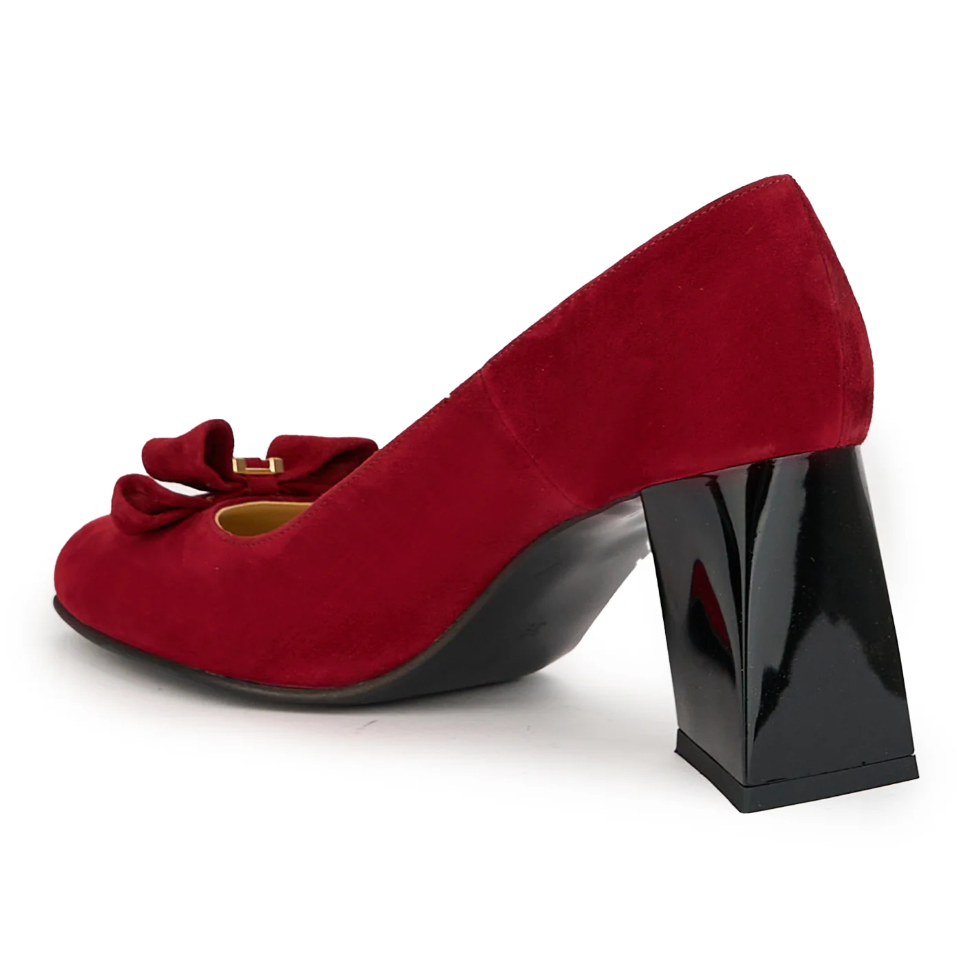 Pantofi dama din piele naturala visinie cu toc gros 8 cm 14947 - Image 2