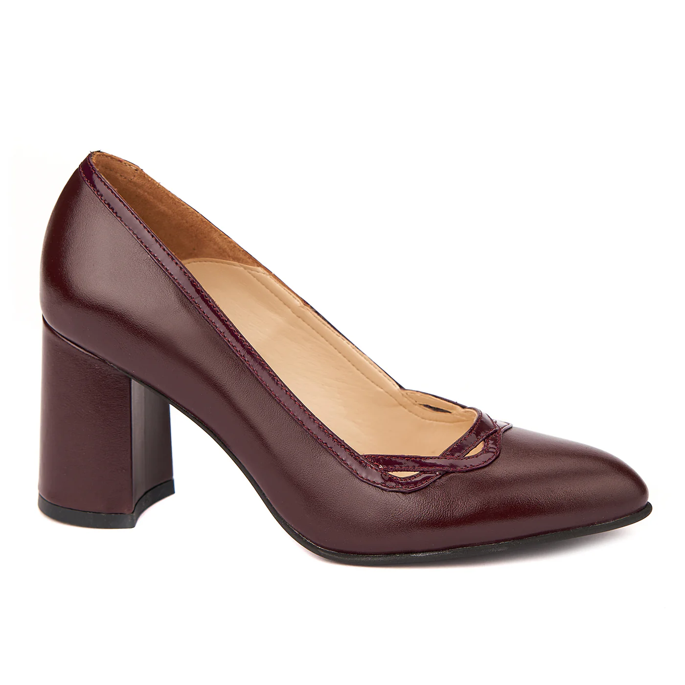 Pantofi Dama Eleganti cu Toc Gros 8 Cm din Piele Naturala 4257