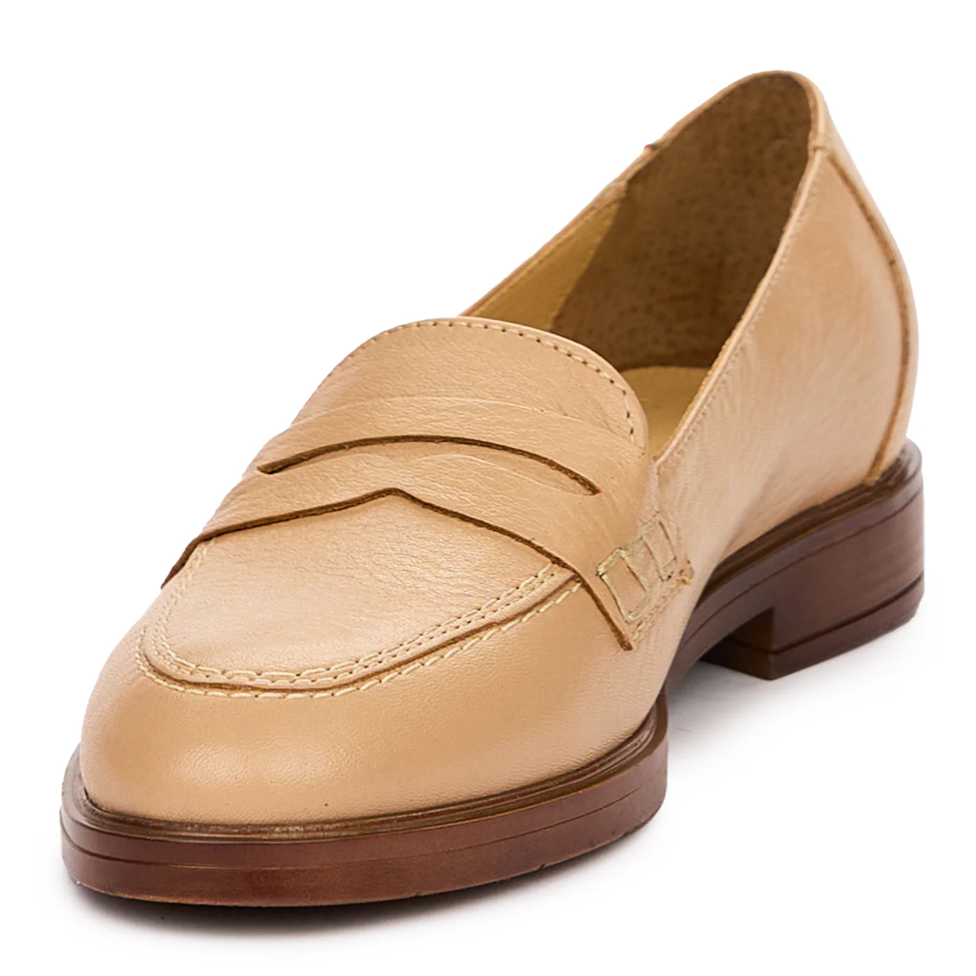 Pantofi Dama Eleganti cu Toc Mic din Piele Naturala, Crem 10119 - Image 4