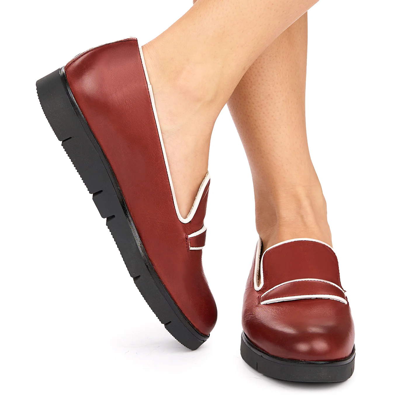 Pantofi dama fara siret din Piele Naturala rosie 1788 - Image 3