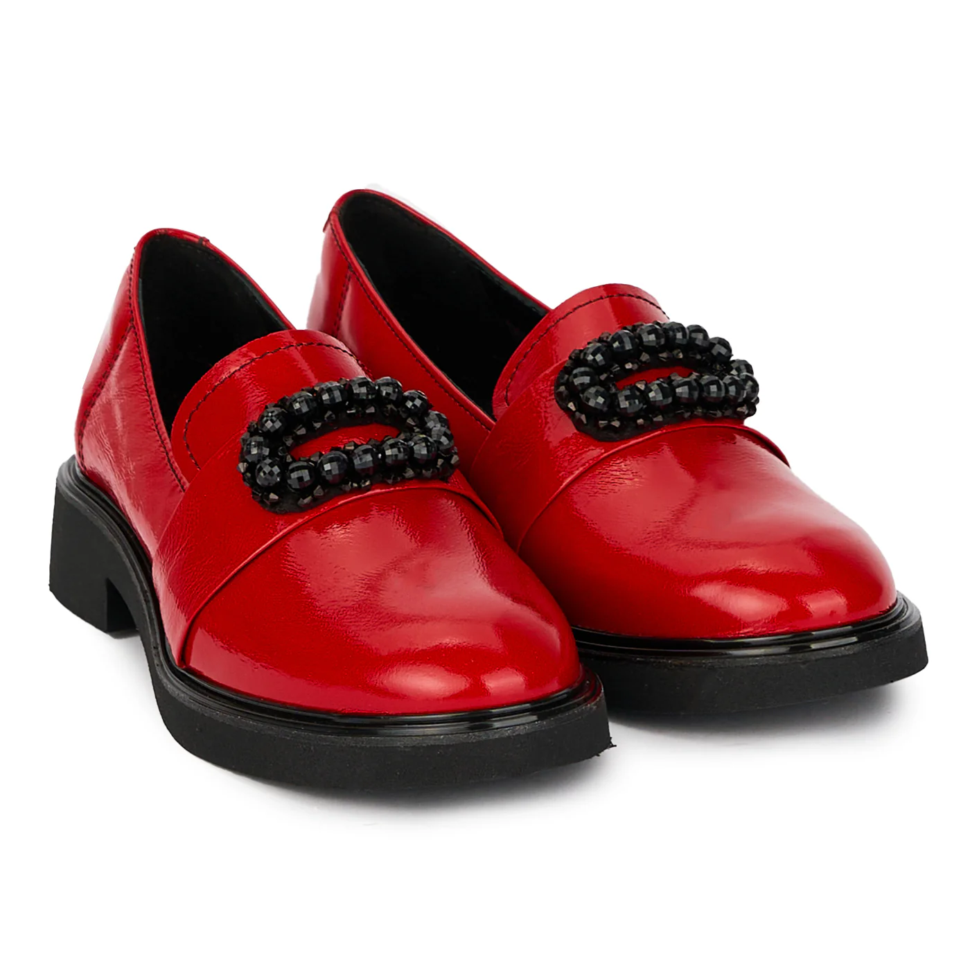 Pantofi Dama Din Piele Naturala Rosie Fara Siret 1756 - Image 4