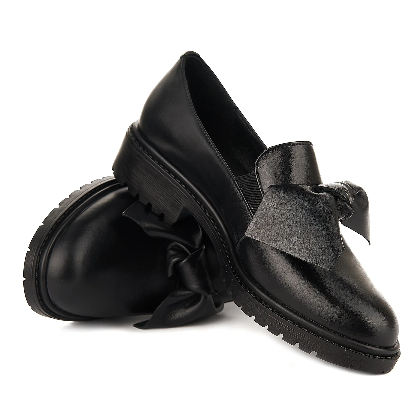 Pantofi dama piele negrii cu funda 1275 - Image 4