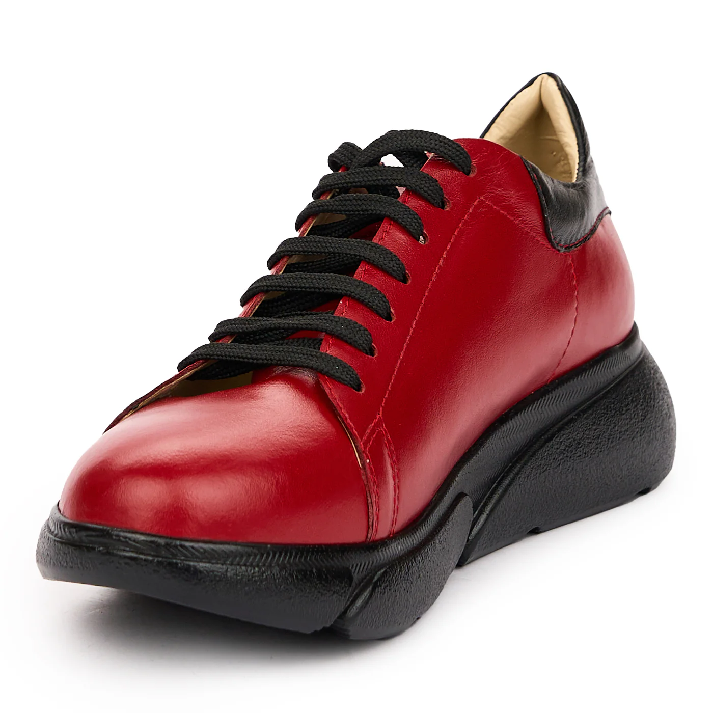 Pantofi Dama Rosii Piele Naturala Casual cu Siret 10046 - Image 4