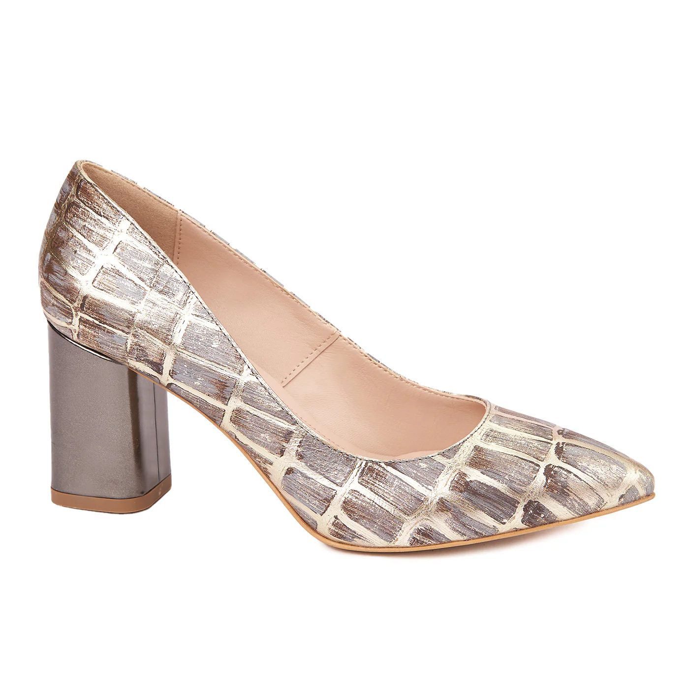 Pantofi dama toc gros din piele naturala maro 4608