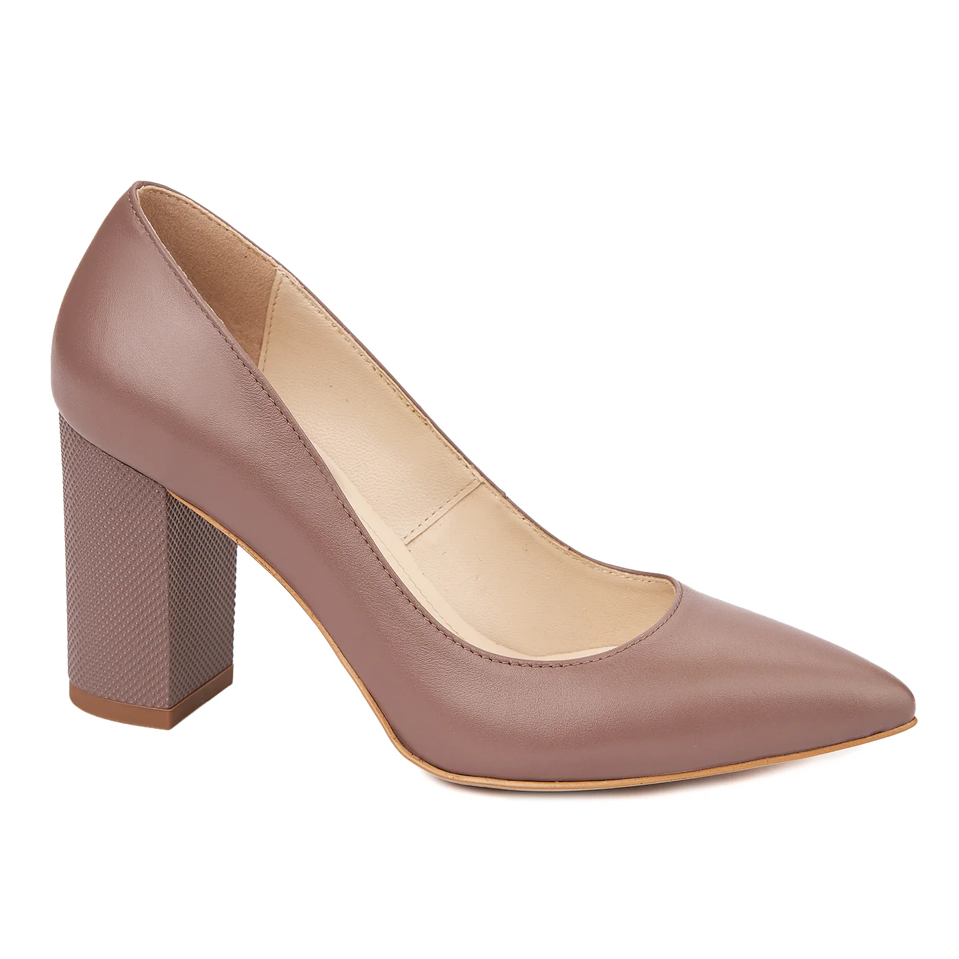 Pantofi dama toc gros din piele naturala 4614