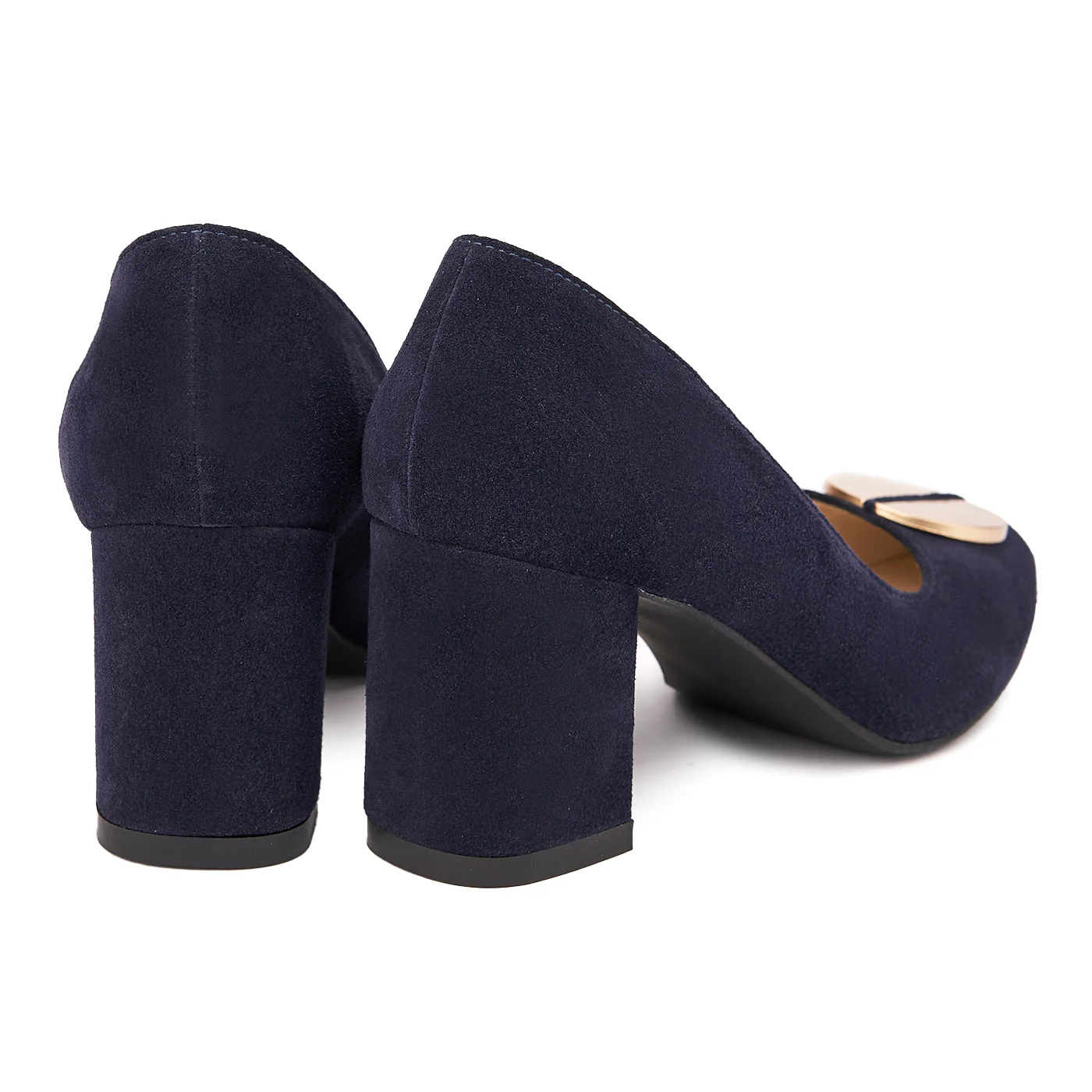 Pantofi dama toc gros din piele naturala bleumarin 4625 - Image 2