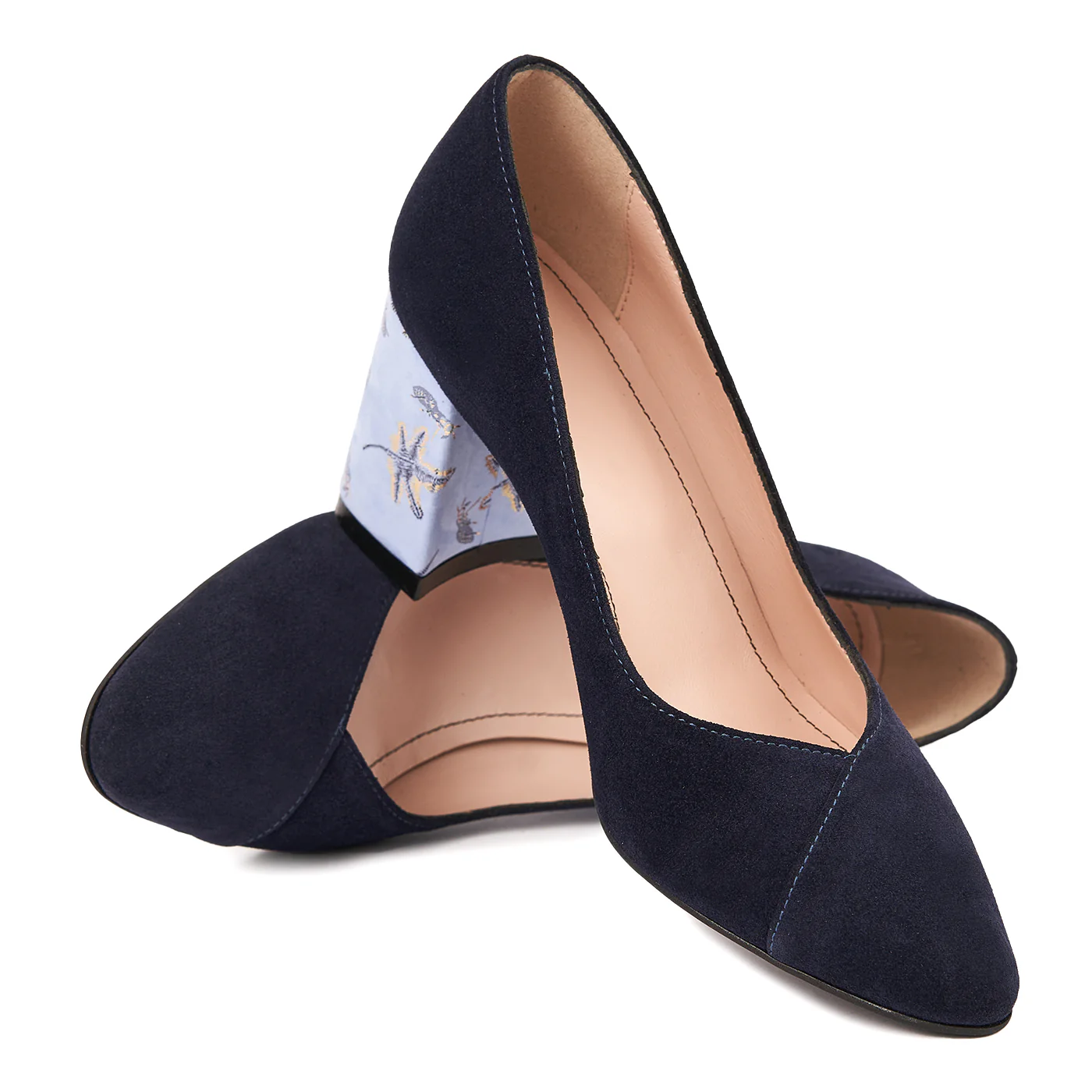 Pantofi dama toc gros din piele naturala bleumarin 4794 - Image 2