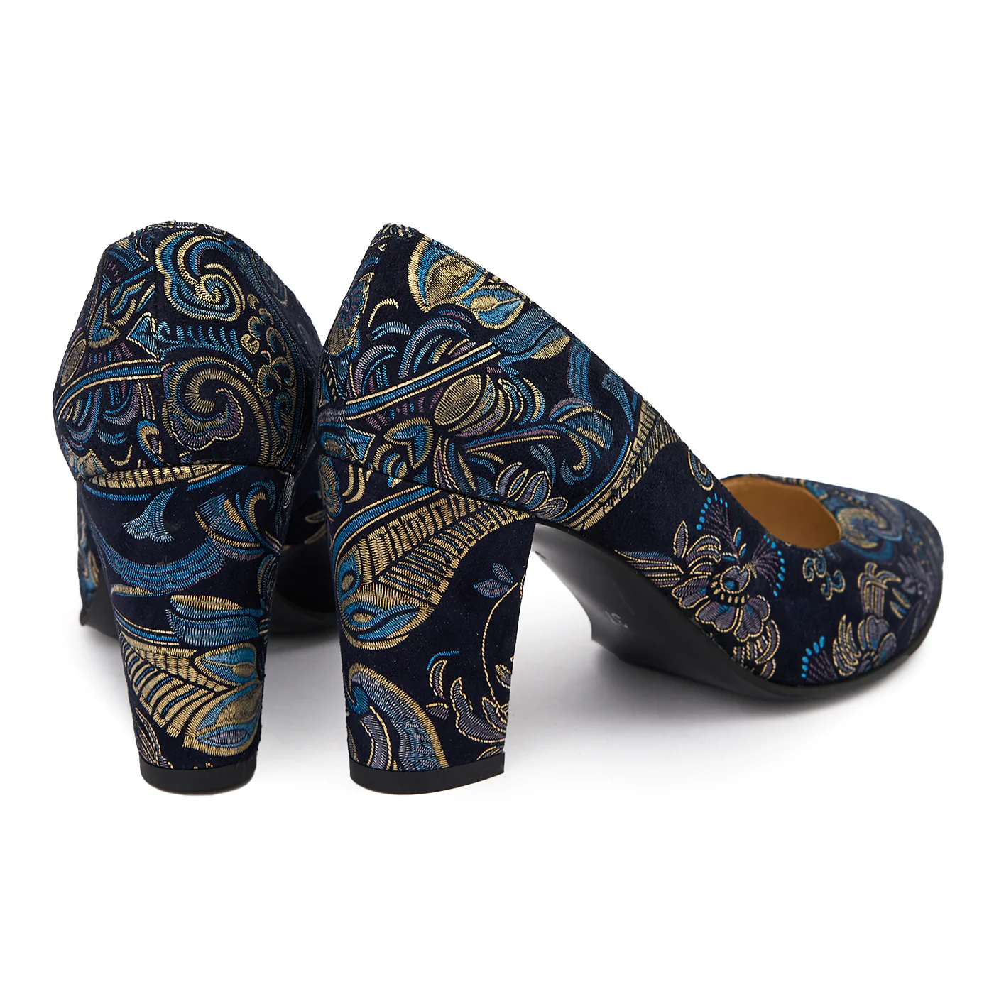 Pantofi dama toc gros din Piele Naturala bleumarin 4982 - Image 2