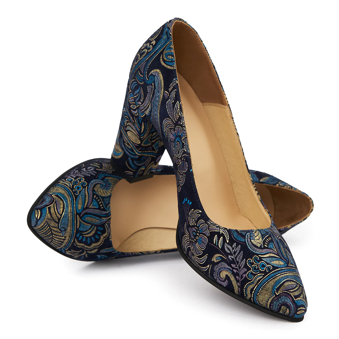 Pantofi dama toc gros din Piele Naturala bleumarin 4982 - Image 4