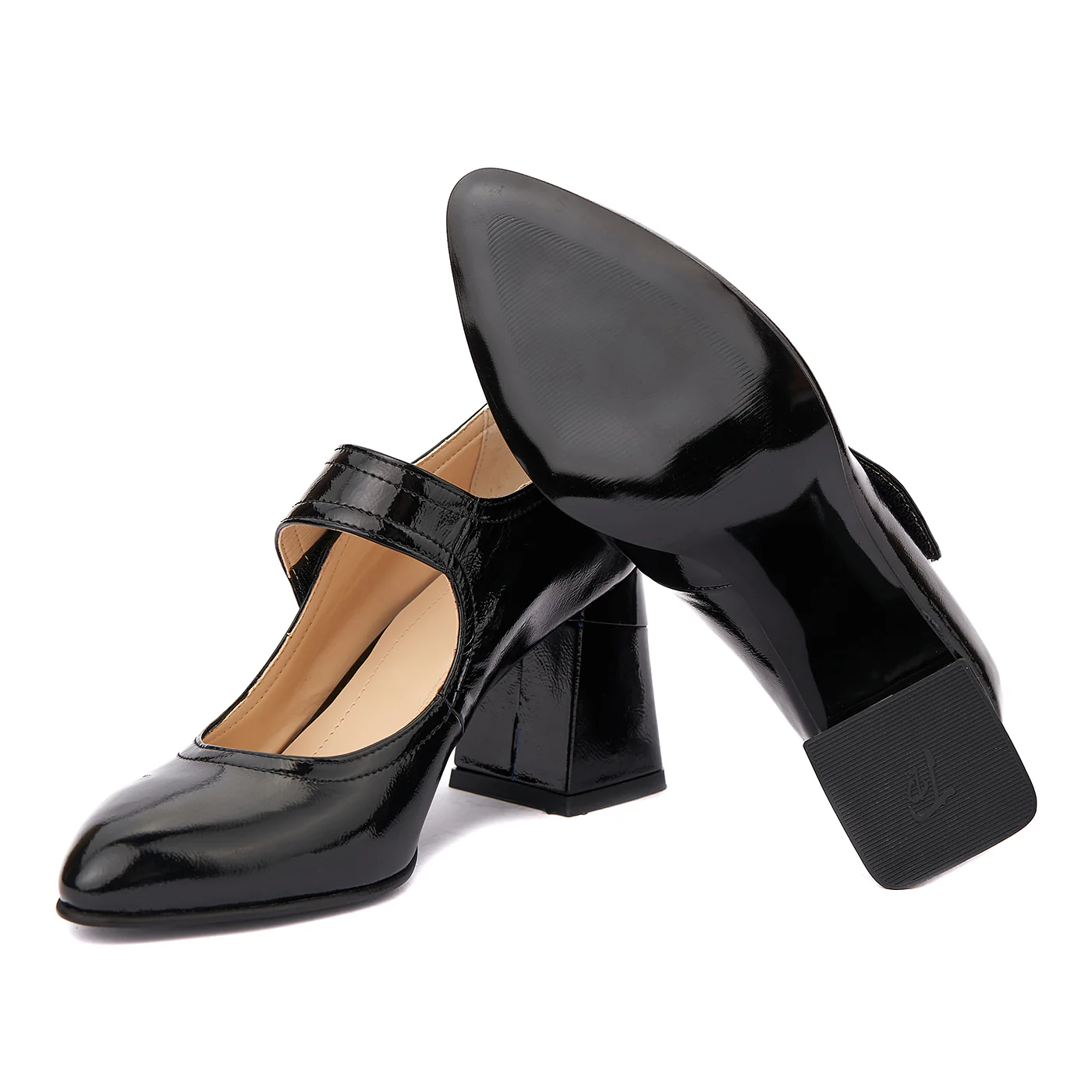 Pantofi dama toc gros din piele naturala neagra 4338 - Image 4