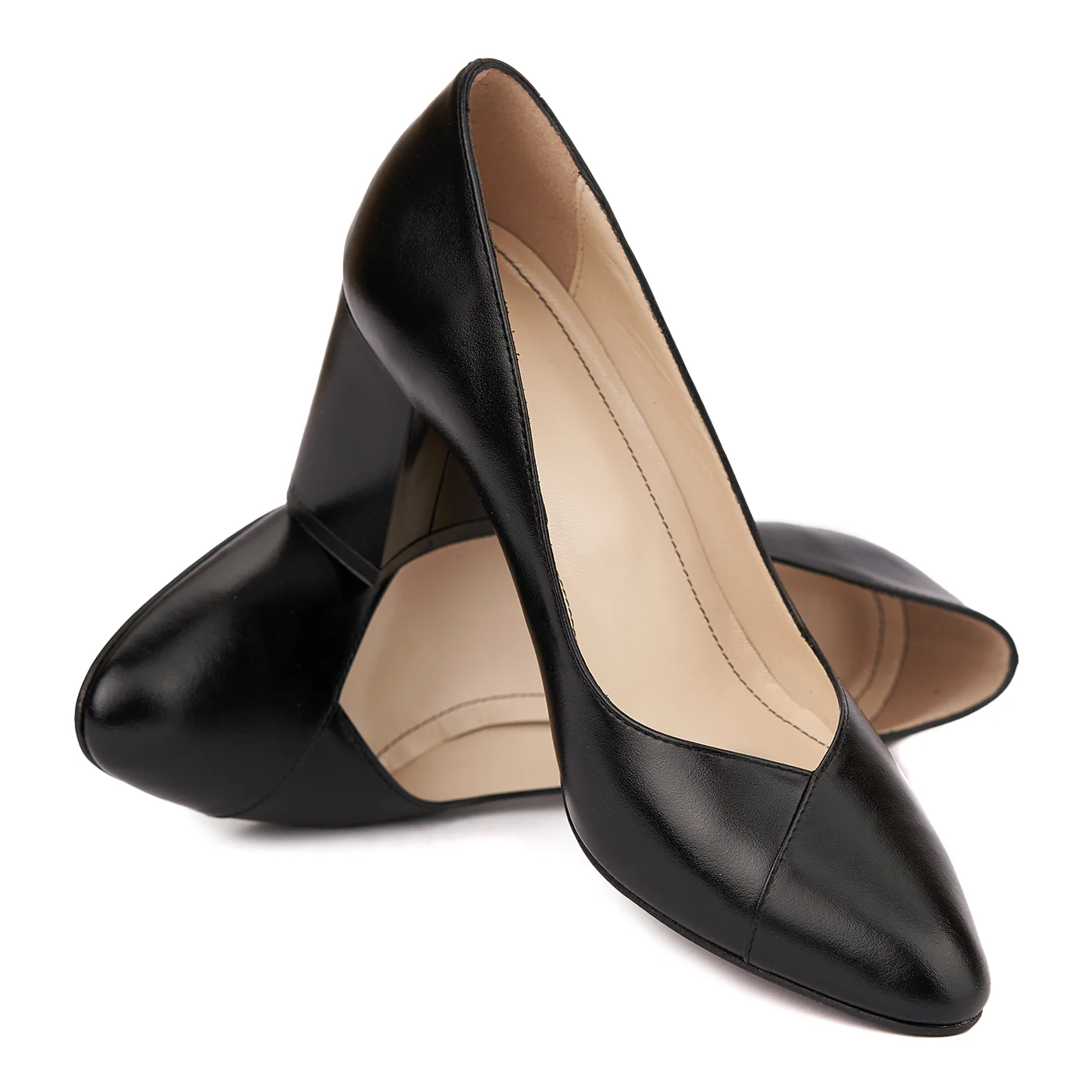 Pantofi dama toc gros din piele naturala neagra 4637 - Image 4
