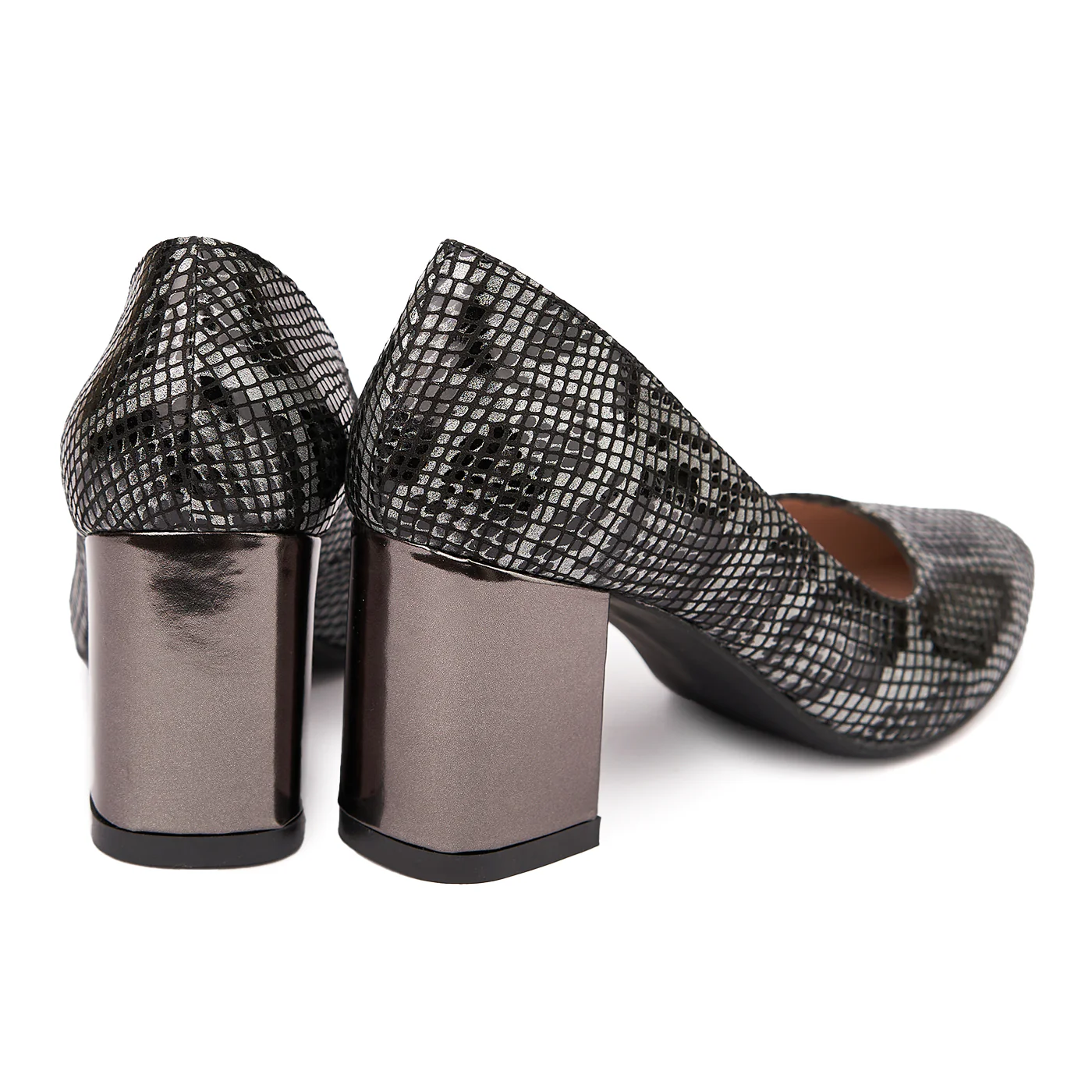 Pantofi dama toc gros din piele naturala neagra 4639 - Image 2