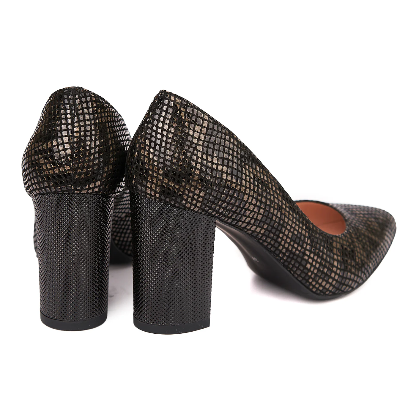 Pantofi dama toc gros din piele naturala neagra 4641 - Image 2