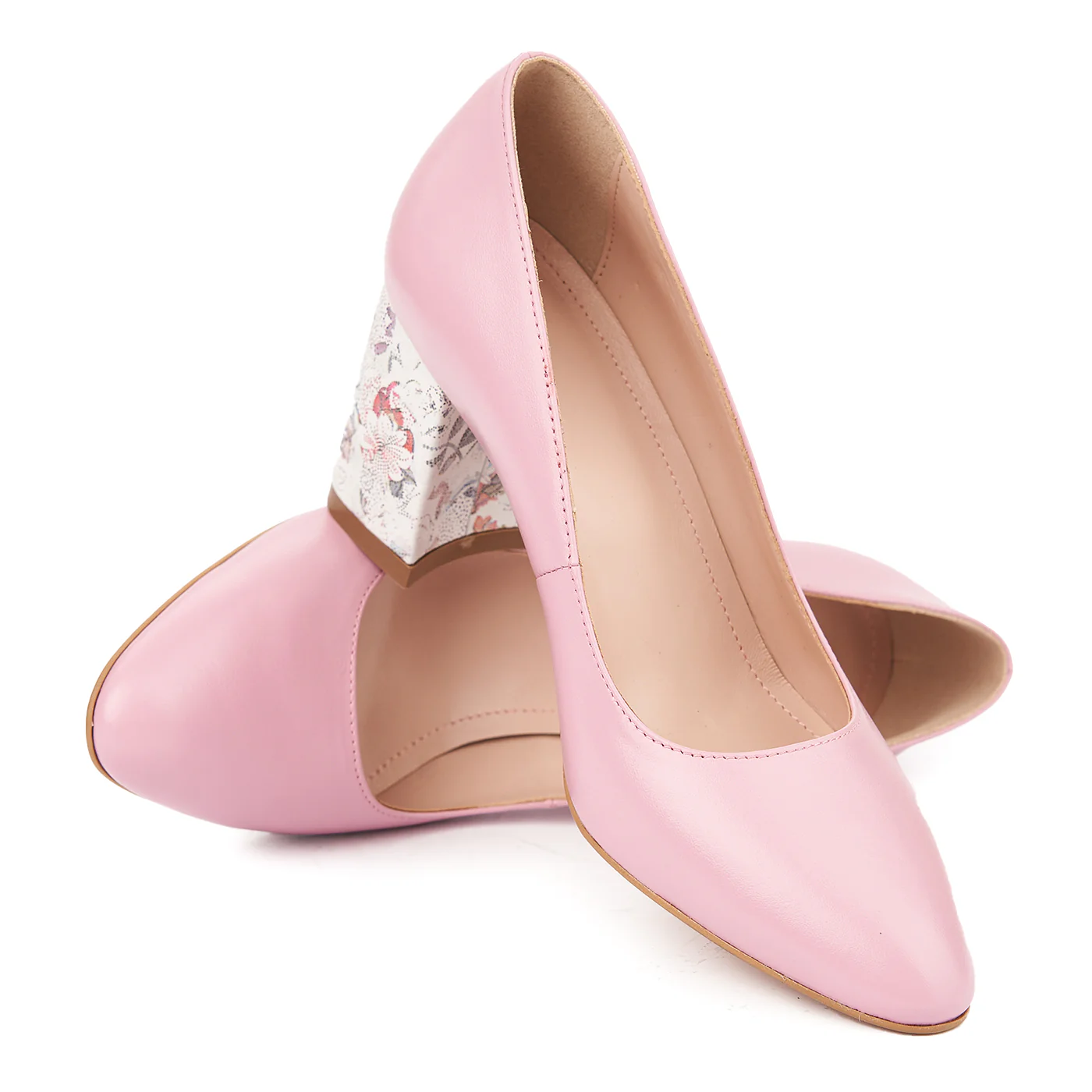 Pantofi dama toc gros din piele naturala roz 4772 - Image 4