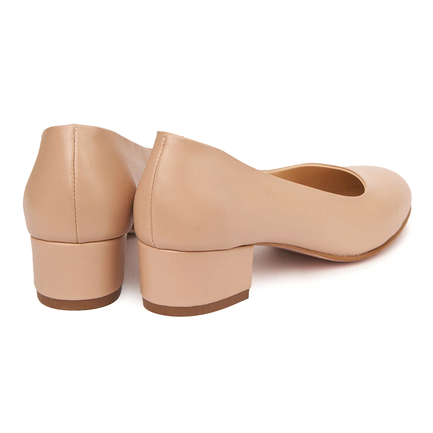Pantofi dama toc mic din piele naturala bej 4361 - Image 2
