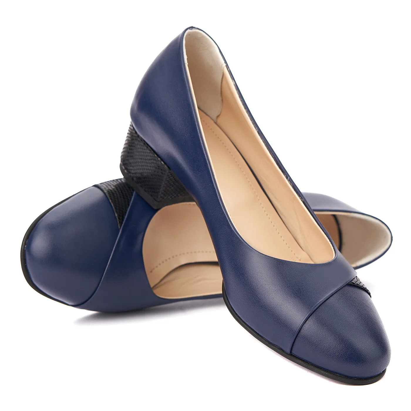 Pantofi dama toc mic din piele naturala bleumarin 4353 - Image 4