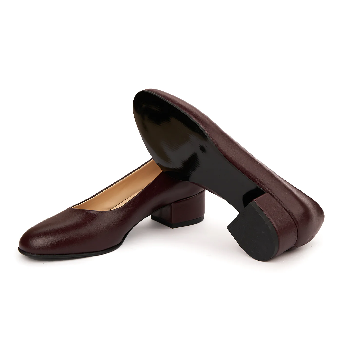 Pantofi dama toc mic din piele naturala grena 4974 - Image 3