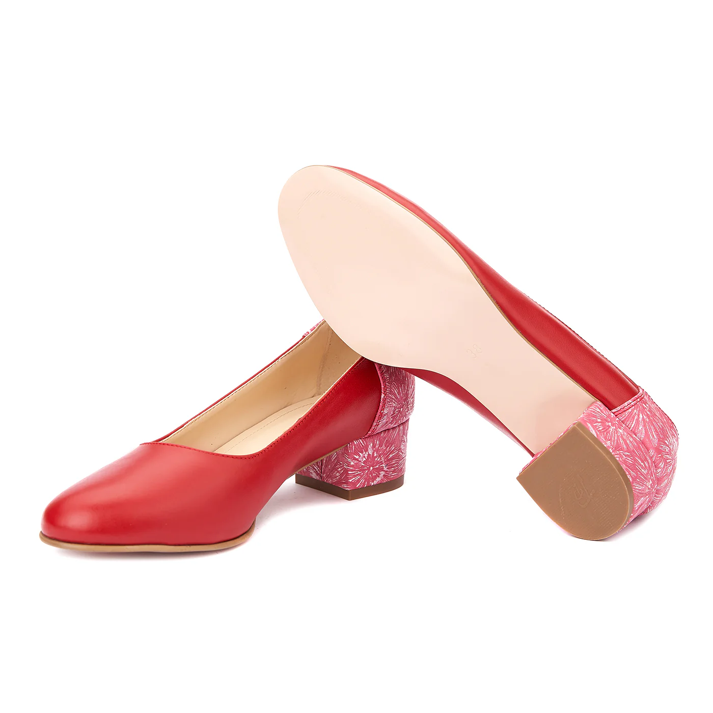 Pantofi dama toc mic din piele naturala rosie 4347 - Image 4