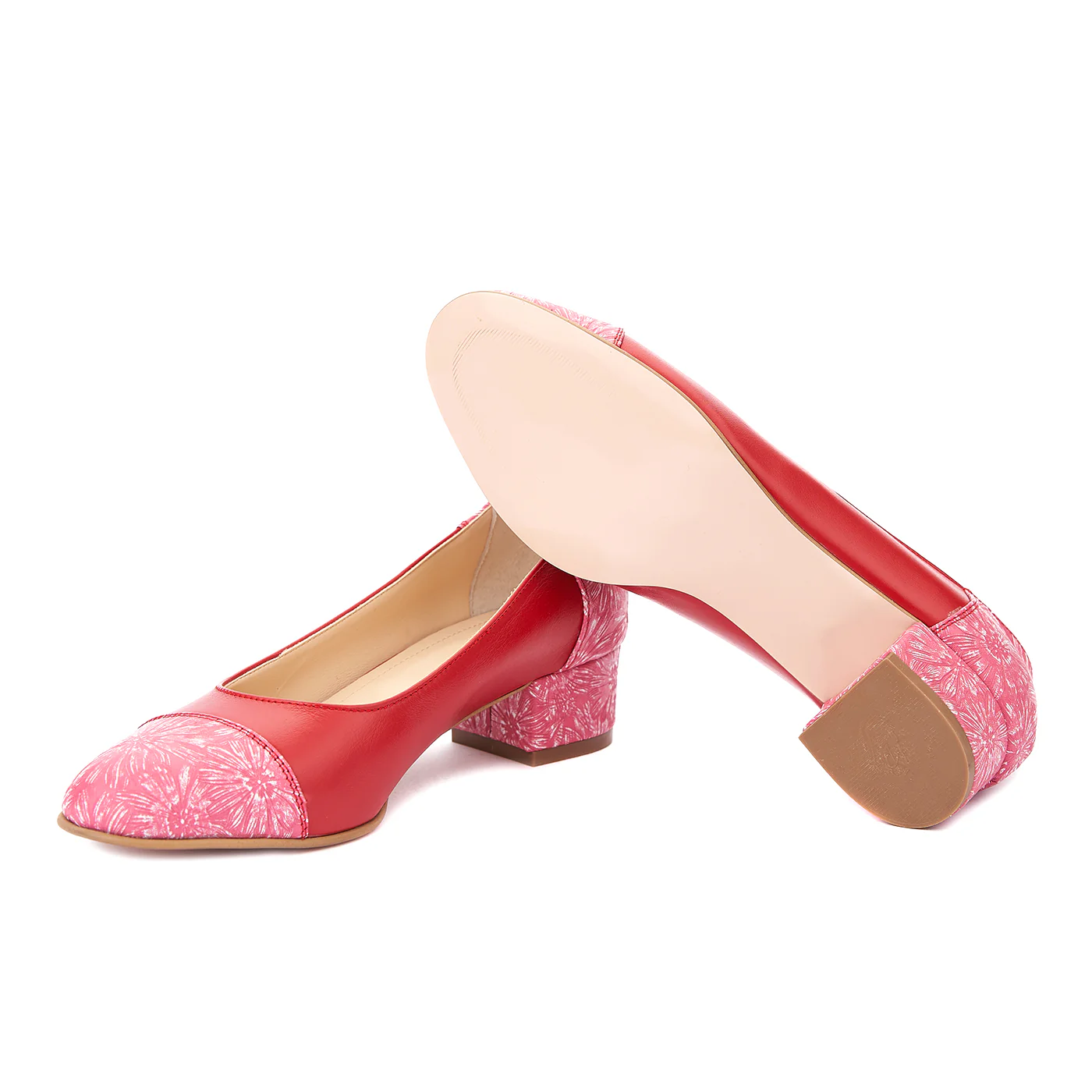 Pantofi dama toc mic din piele naturala rosie 4350 - Image 3