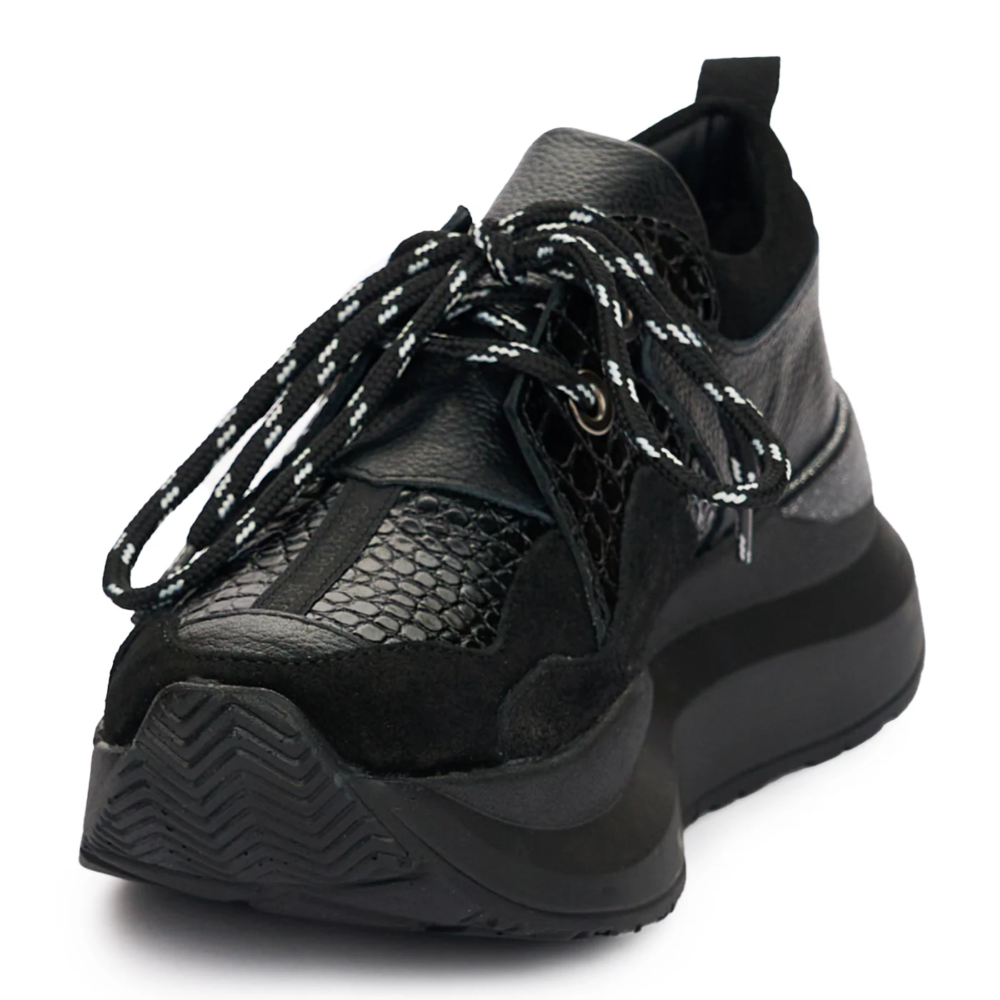 Pantofi de dama Casual din Piele Naturala cu Siret, Negri 12517 - Image 3