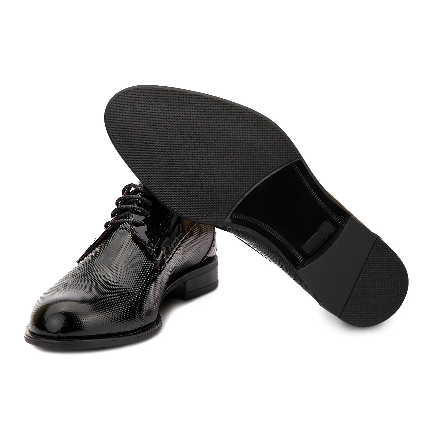 Pantofi de Lac Barbati Eleganti din Piele Naturala Neagra 095 - Image 3