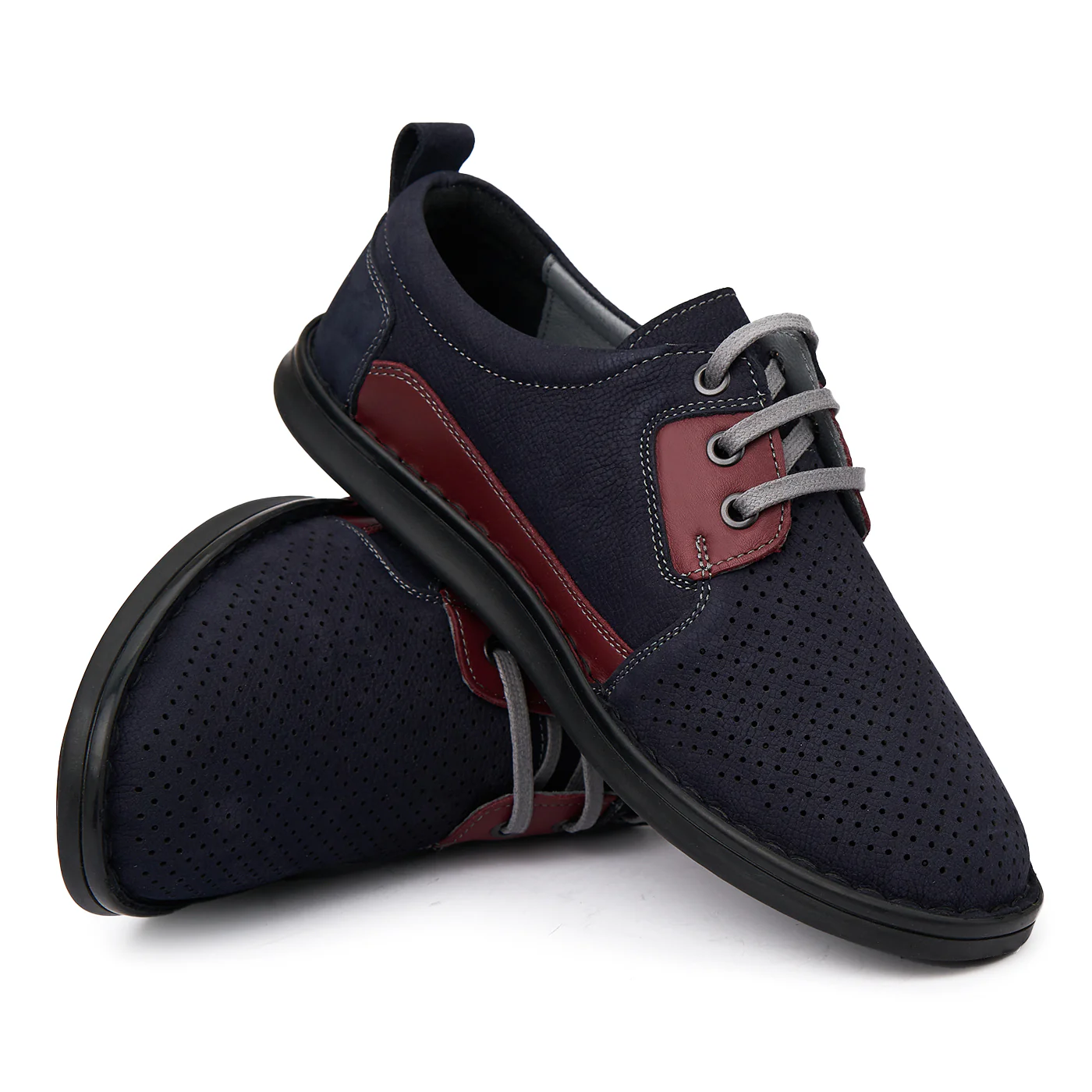 Pantofi de Piele Intoarsa Naturala Perforata Casual Barbati 7056 - Image 4