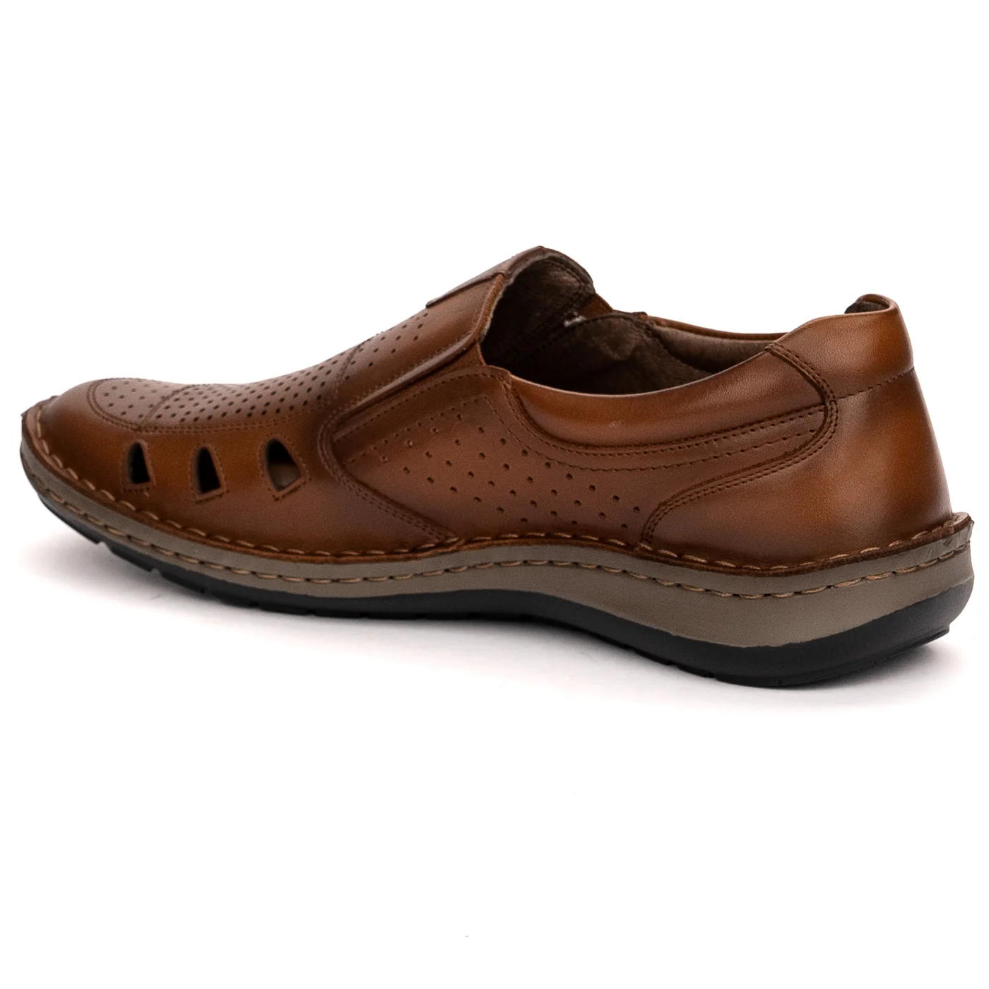 Pantofi de vara barbati din piele naturala maro 7506 - Image 2