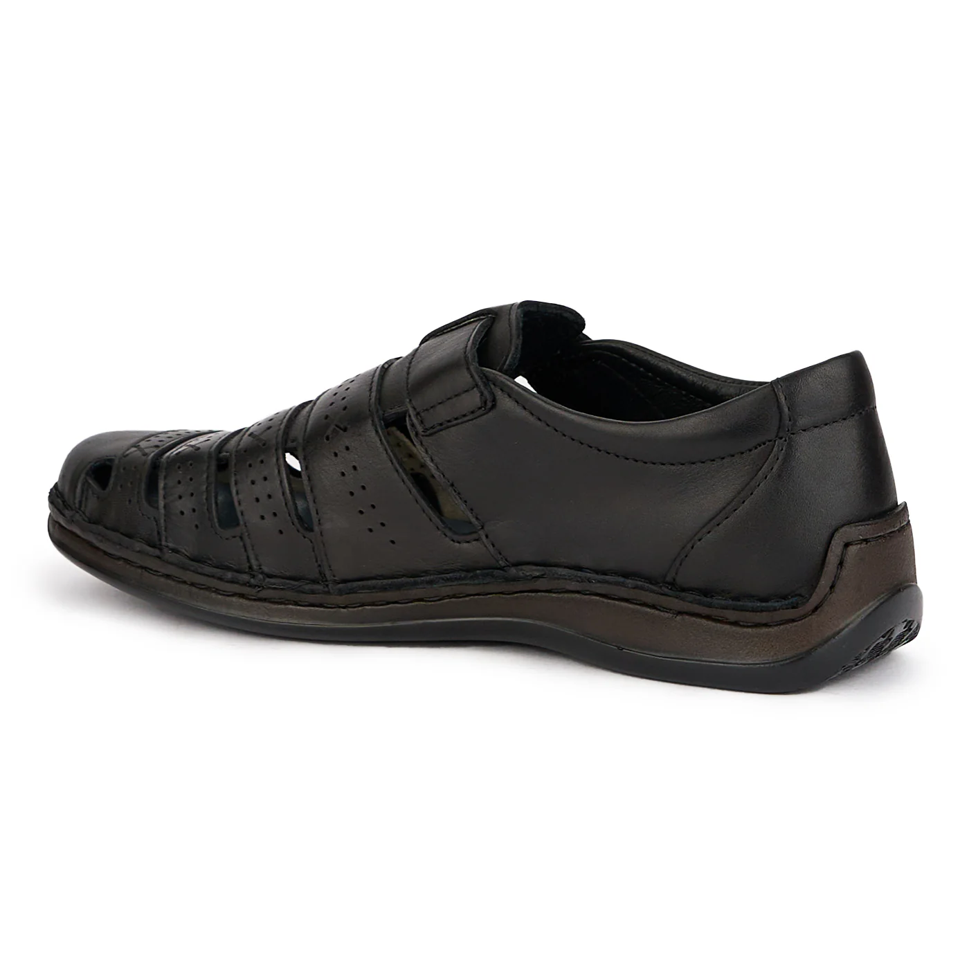 Pantofi de vara barbati din piele naturala neagra 7752 - Image 2