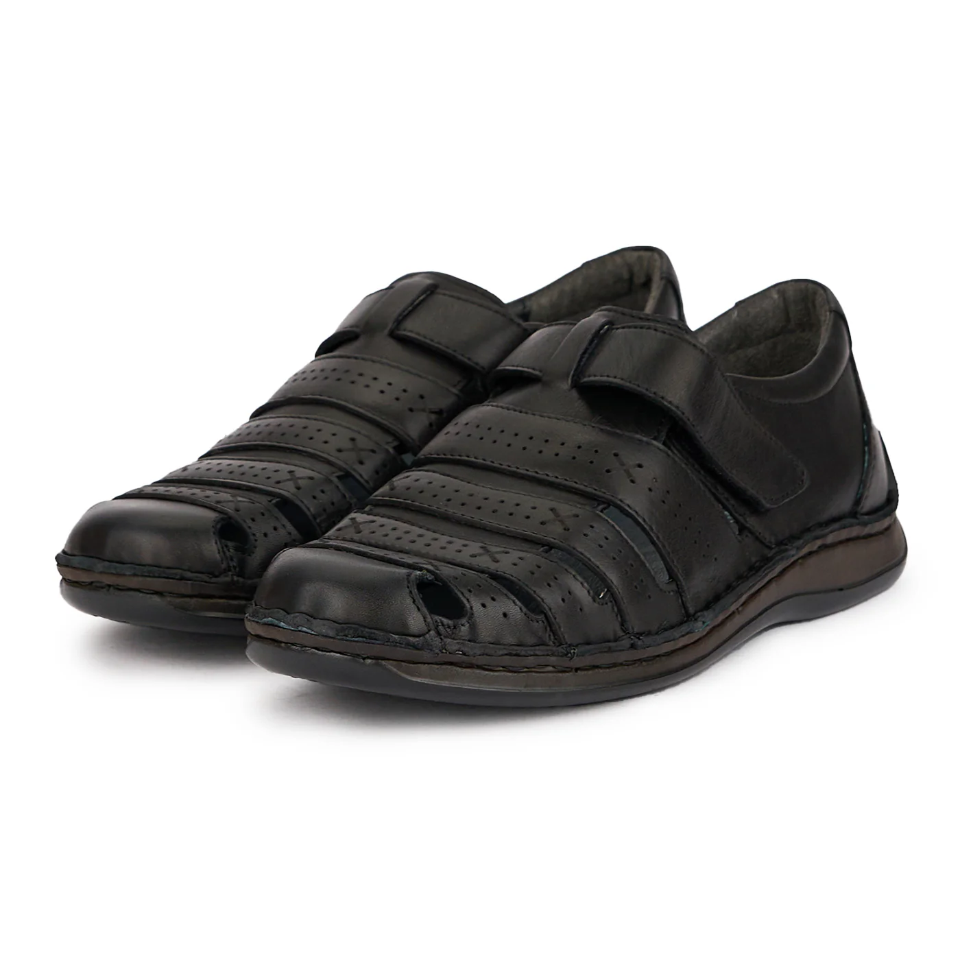 Pantofi de vara barbati din piele naturala neagra 7752 - Image 3