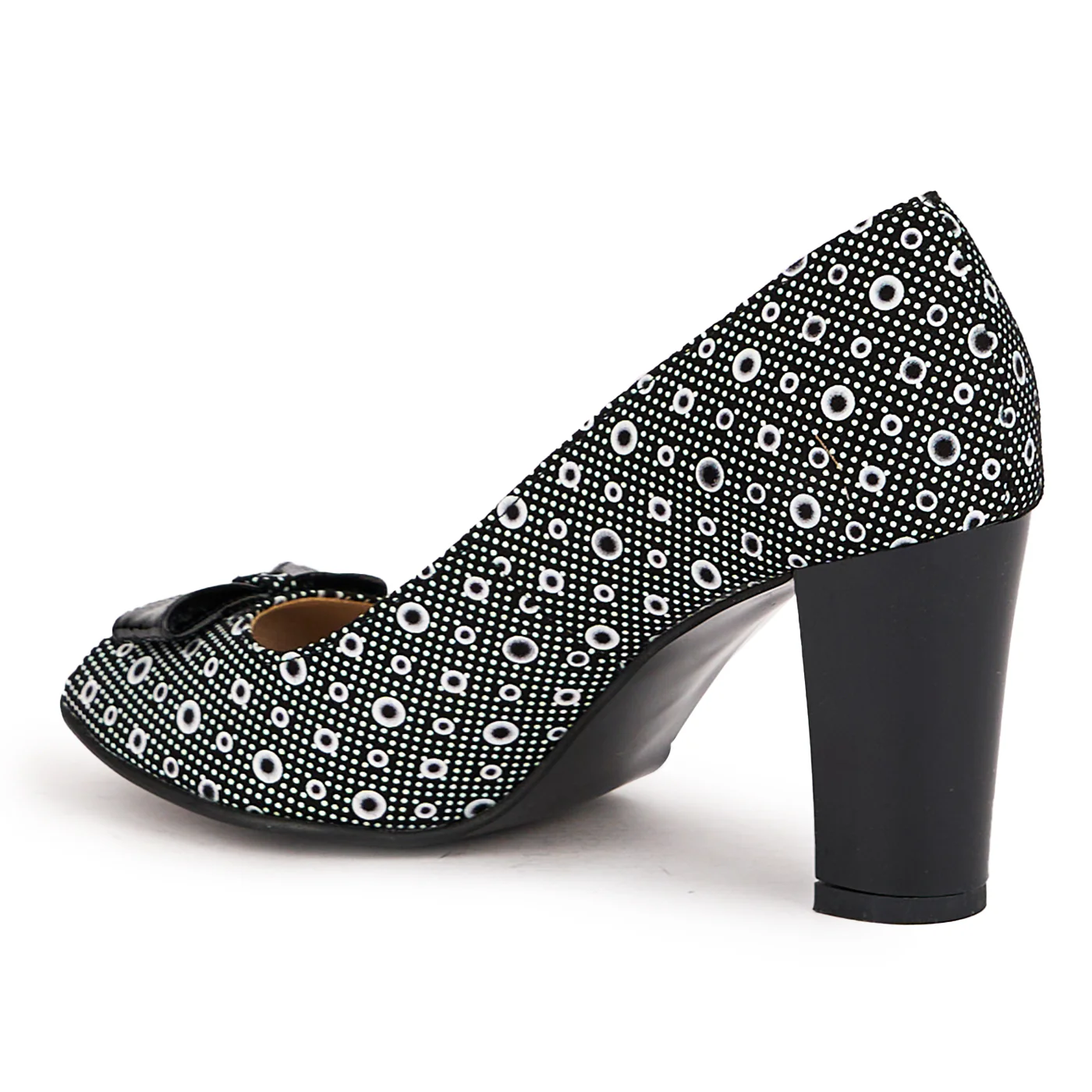 Pantofi decupati dama din piele naturala multicolor cu toc gros 8 cm 16519 - Image 2