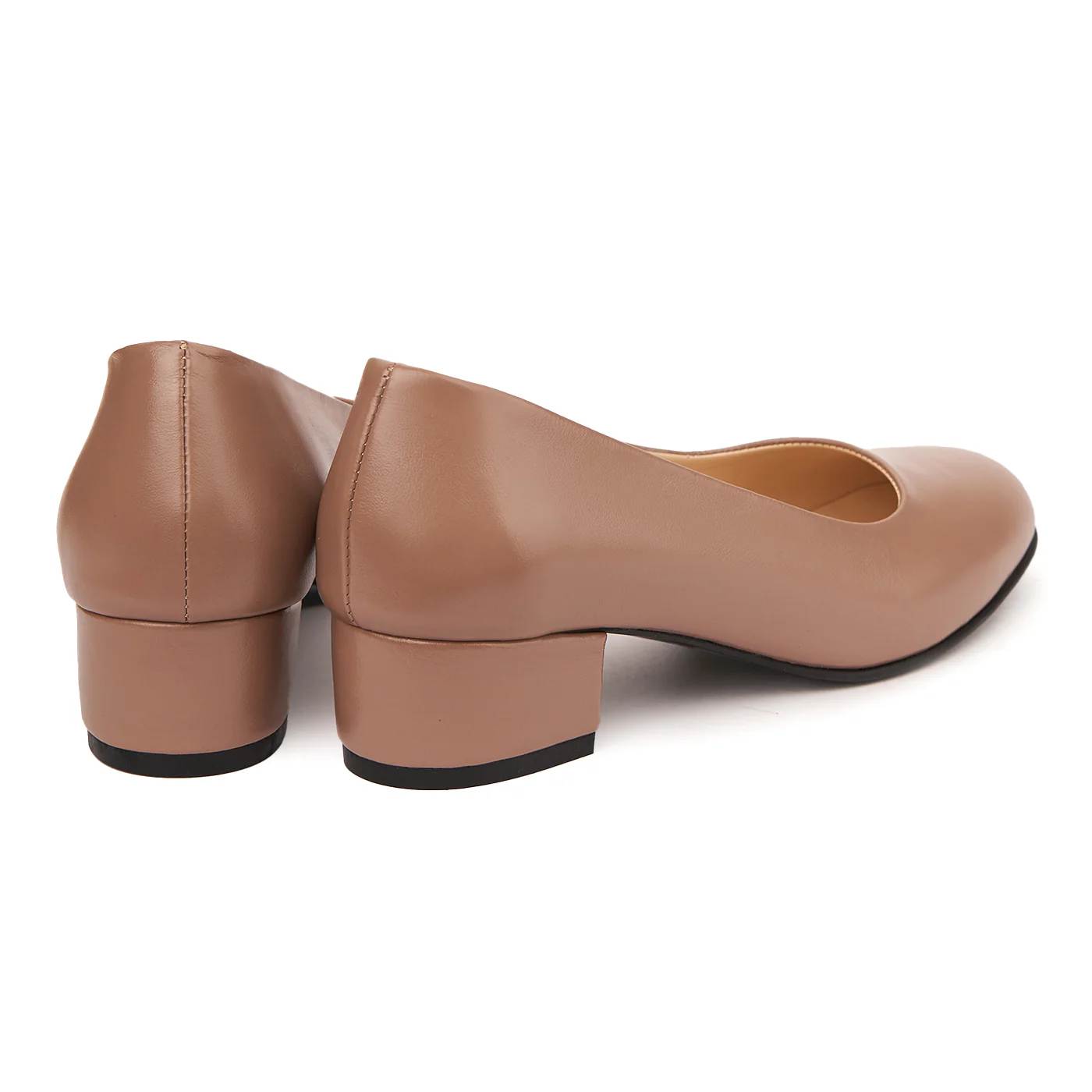 Pantofi dama toc mic din piele naturala bej 4972 - Image 2