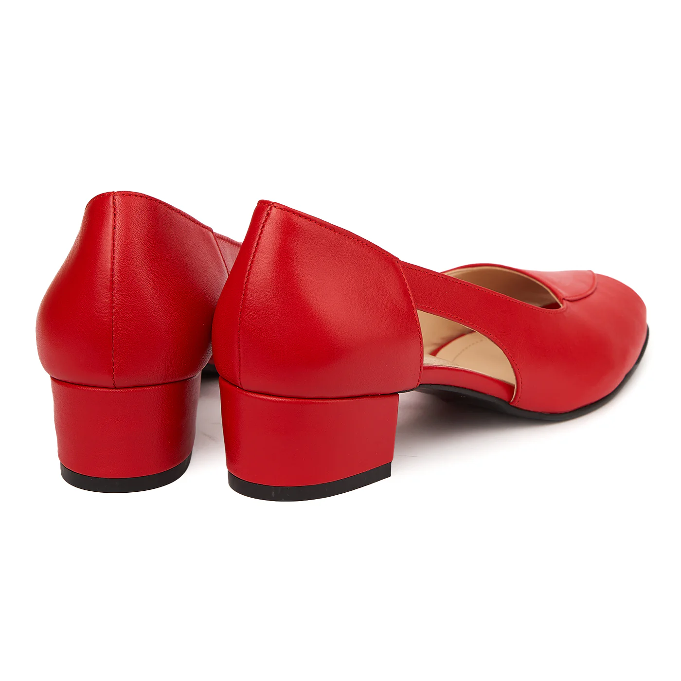 Pantofi decupati toc mic din piele naturala rosie 4963 - Image 2