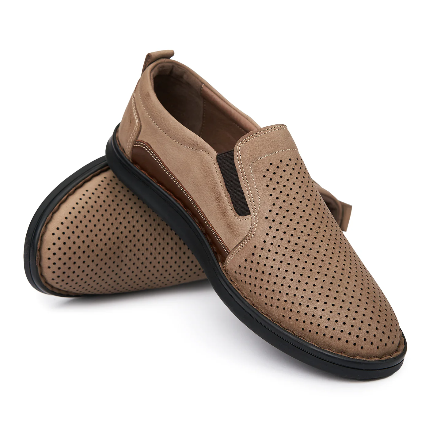 Pantofi din Piele Intoarsa Naturala Perforata Casual 7053 - Image 4