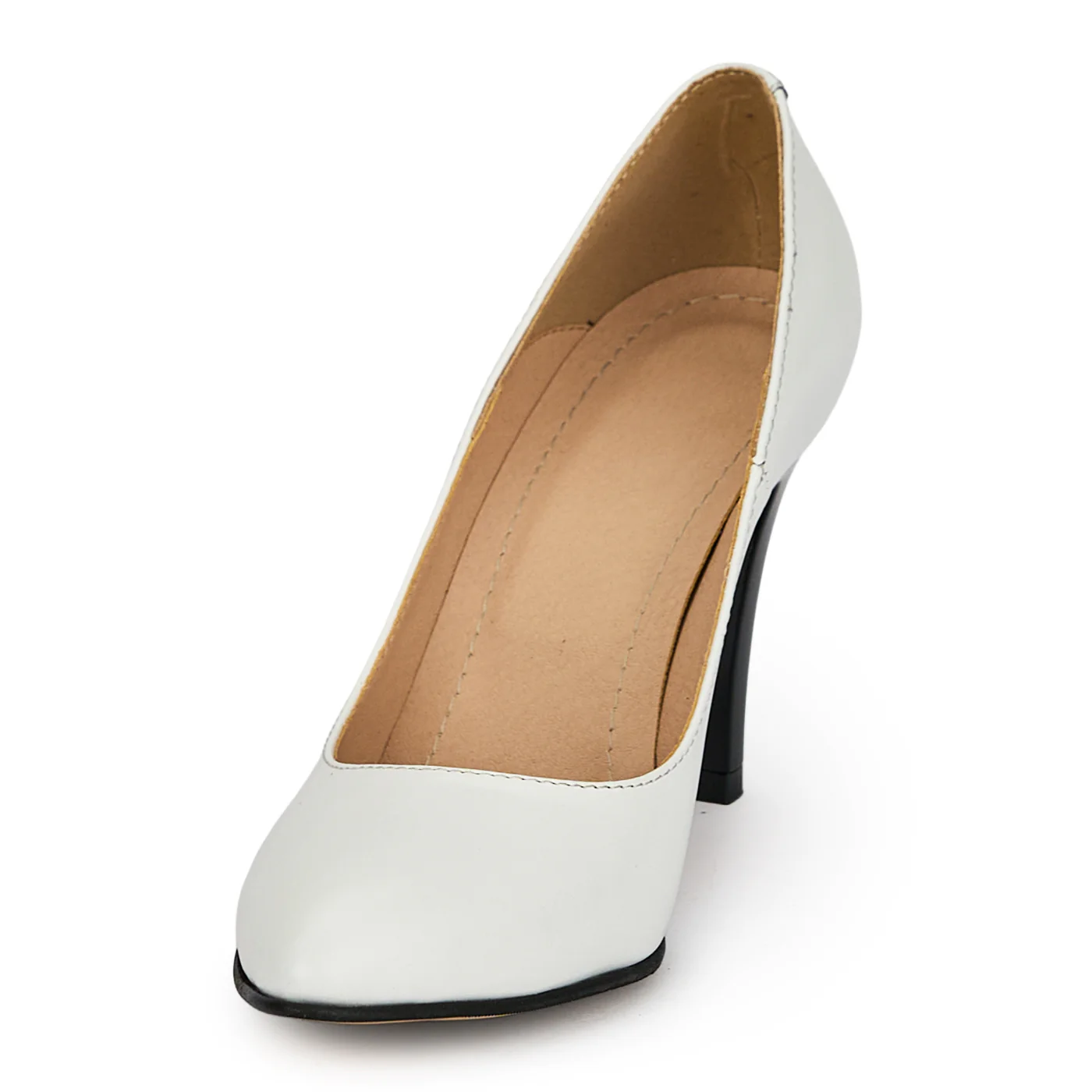 Pantofi din piele naturala alba cu toc subtire 9 cm 19354 - Image 3