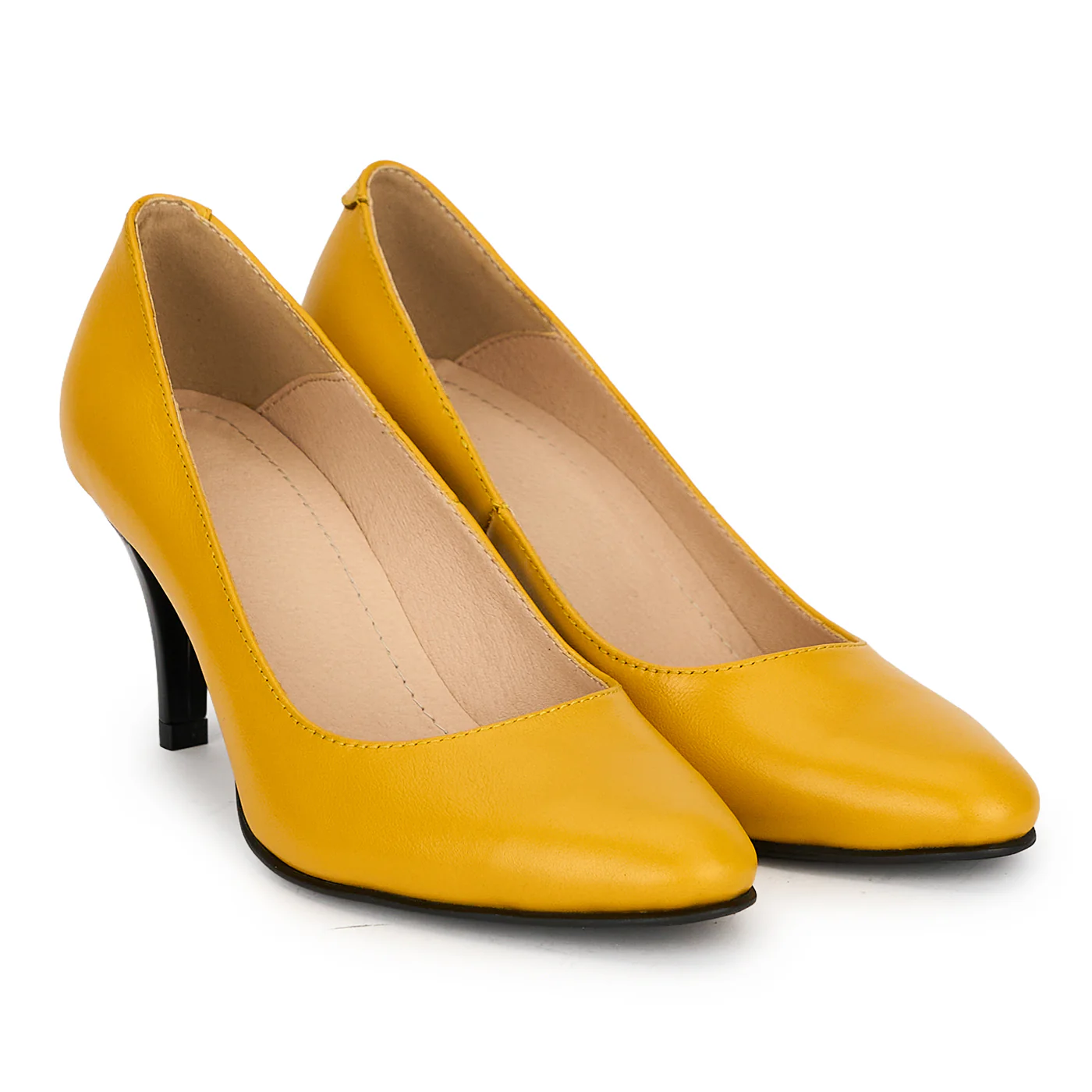 Pantofi din piele naturala galbena cu toc subtire 7.5  cm 19362 - Image 4
