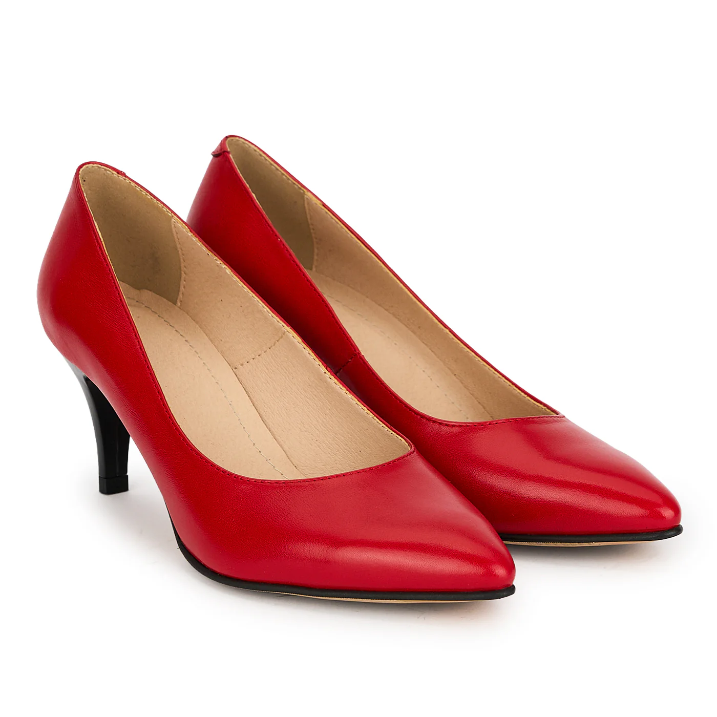Pantofi din piele naturala rosie cu toc subtire 6.5 cm 19357 - Image 4