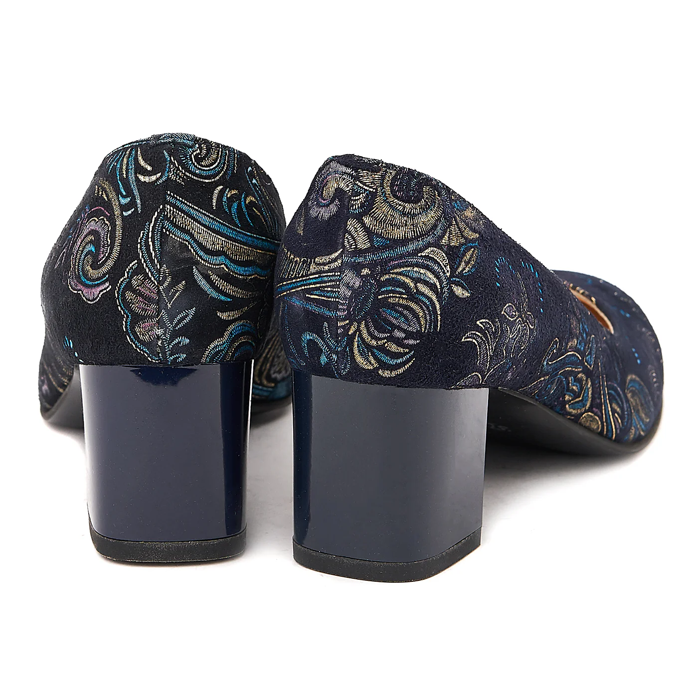 Pantofi din Piele Naturala Bleumarin Floral 4029 - Image 2