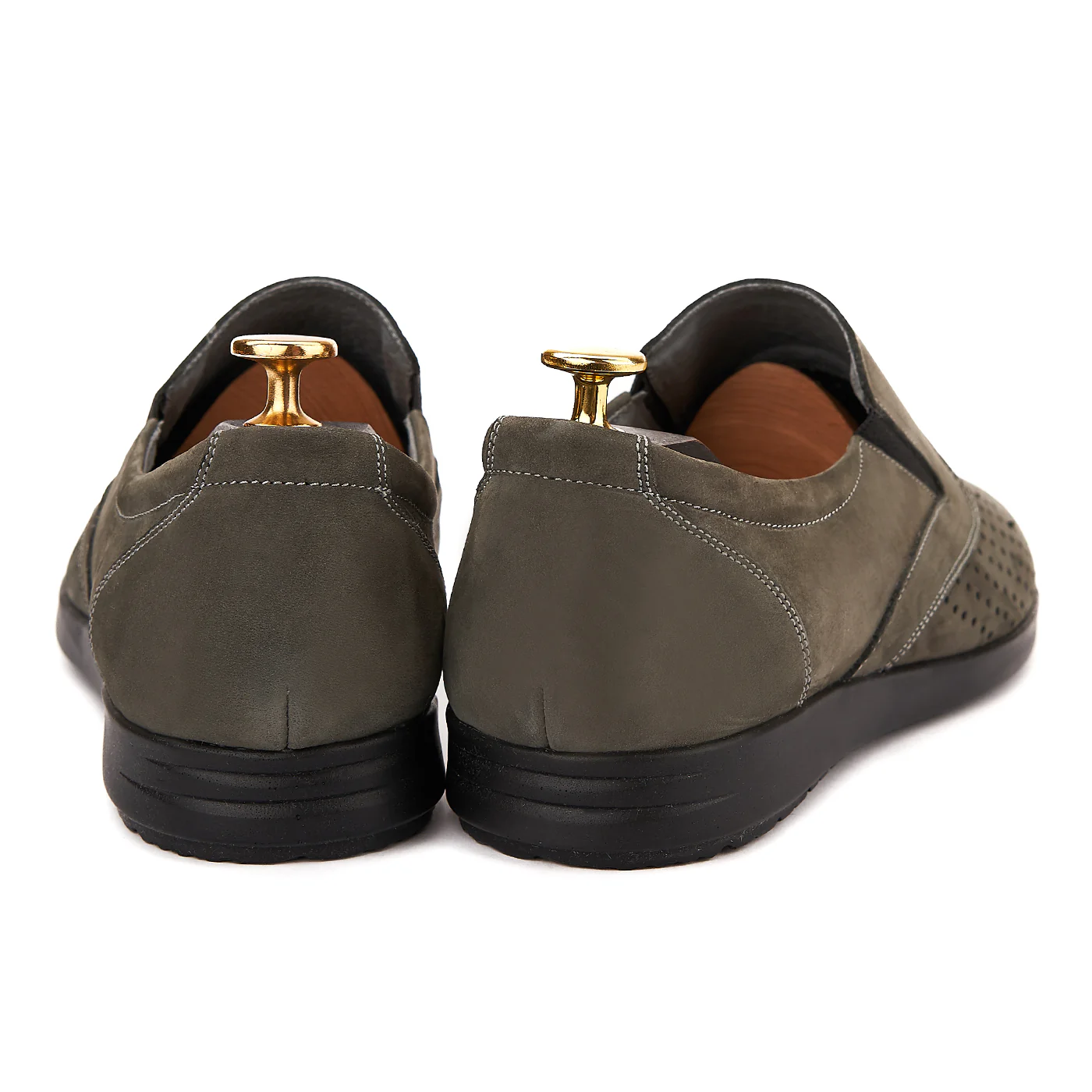 Pantofi din piele naturala perforata kaki 1016 - Image 2